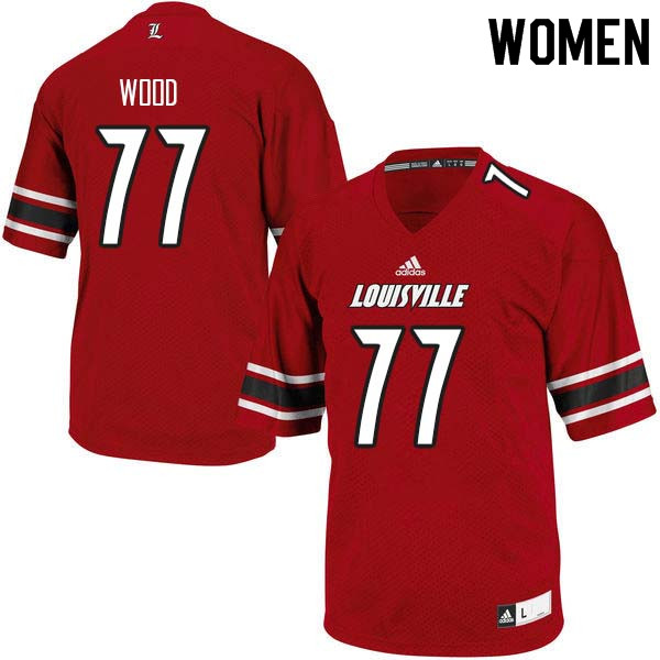 Women Louisville Cardinals #77 Eric Wood College Football Jerseys Sale-Red